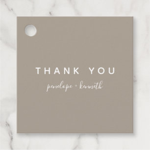 Minimalist Script Modern Wedding   Taupe Brown Favour Tags