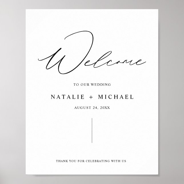 Minimalist Script Modern Wedding Welcome Sign (Front)