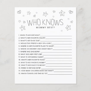 Minimalist Script Modern Who Knows Mum Baby Shower