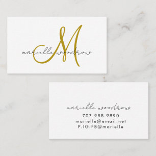 Minimalist Script Monogram Gold Calling Card