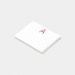Minimalist Script Monogram Name Hot Pink Post-it Notes