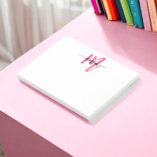 Minimalist Script Monogram Name Hot Pink Post-it Notes