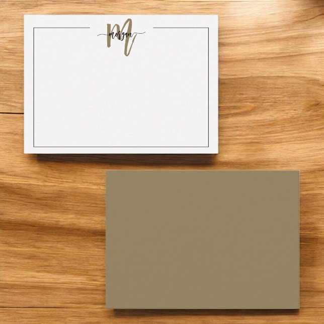Minimalist Script Monogram One Border Gold Card (Creator Uploaded)