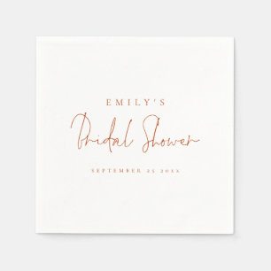 Minimalist Script Name Date Rust Bridal Shower Napkin