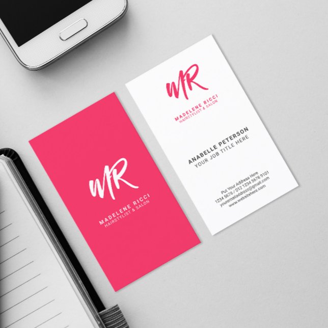 Minimalist Script Name Initial | Special Pink Business Card (Creator Uploaded)