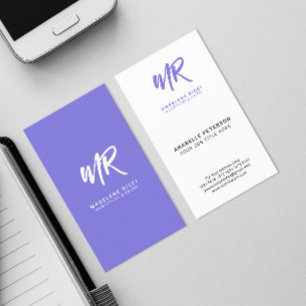 Minimalist Script Name Initial   Special Purple Business Card