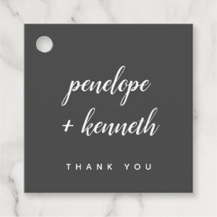 Minimalist Script Names Modern Wedding   Black Favour Tags
