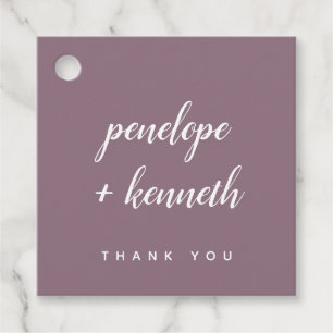 Minimalist Script Names Modern Wedding   Plum  Favour Tags