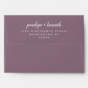 Minimalist Script Names Modern Wedding Plum Invi Envelope