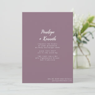 Minimalist Script Names Modern Wedding Purple Plum Invitation