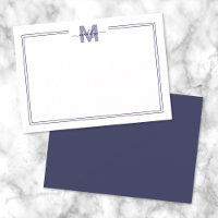 Minimalist Script Navy Blue Two Border Monogram