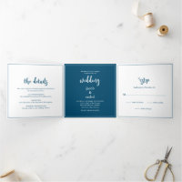Minimalist Script Ocean Blue & White Wedding