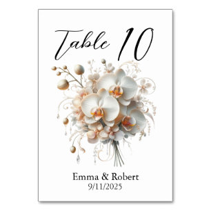Minimalist Script Orchid Wedding Seating Plan Table Number