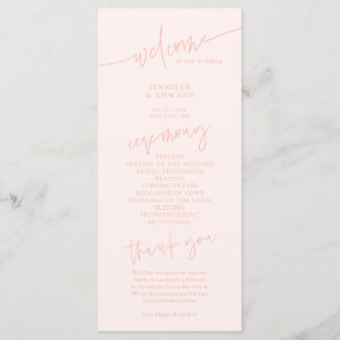 Minimalist Script Peach Wedding Ceremony Program Programme