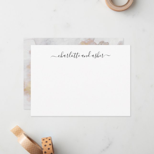Minimalist Script Personalised Couples  Card (Front/Back In Situ)