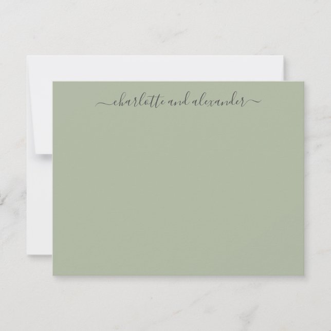 Minimalist Script Personalised Couples Jade Green Card (Front)