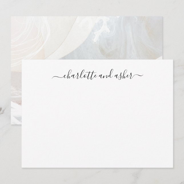 Minimalist Script Personalised Couples  Note Card (Front/Back)