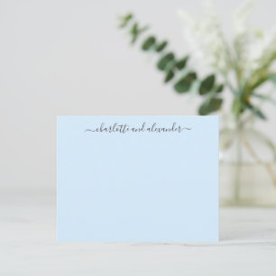 Minimalist Script Personalised Couples Soft Blue Card