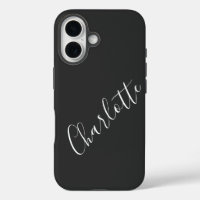 Minimalist Script Personalised Name Black White
