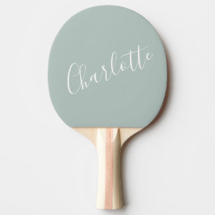 Minimalist Script Personalised Name Dusty Blue  Ping Pong Paddle
