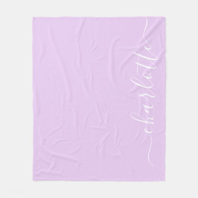 Minimalist Script Personalised Name in Lavender  Fleece Blanket (Front)