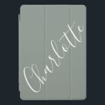 Minimalist Script Personalised Name Sage Grey iPad Pro Cover<br><div class="desc">Minimalist Script Typography Name in French Sage Grey iPad Case</div>