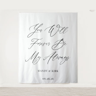 Minimalist Script Personalised Wedding Banner Tapestry
