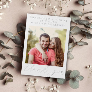   Minimalist Script Personalised Wedding Thank You Foil Holiday Card