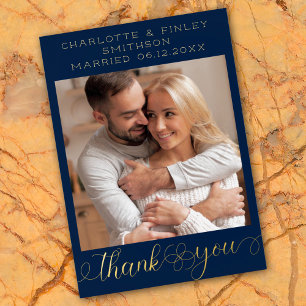  Minimalist Script Personalised Wedding Thank You Foil Holiday Card