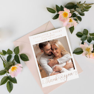   Minimalist Script Personalised Wedding Thank You Foil Holiday Postcard