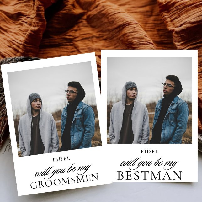 Minimalist Script Photo Bestman Proposal  Invitation (Creator Uploaded)