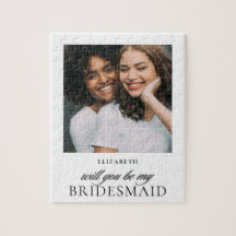 Minimalist Script Photo Bridesmaid Proposal