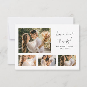 Minimalist Script Photo Collage Wedding Thank You Card