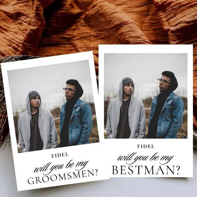 Minimalist Script Photo Groomsmen Proposal  Invitation (Creator Uploaded)