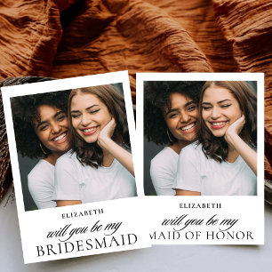 Minimalist Script Photo Maid of Honour Proposal Invitation
