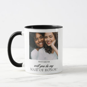 Minimalist Script Photo Maid of Honour Proposal Mug