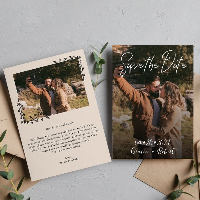 Minimalist Script Photo Save The Date (Creator Uploaded)
