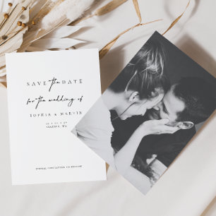 Minimalist Script Photo Save the Date Card