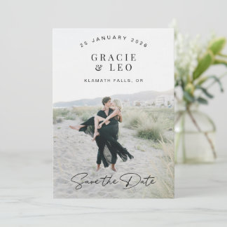 Minimalist Script Photo Save the Date Wedding Card