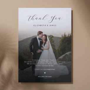 Minimalist Script Photo Thank You Wedding Card