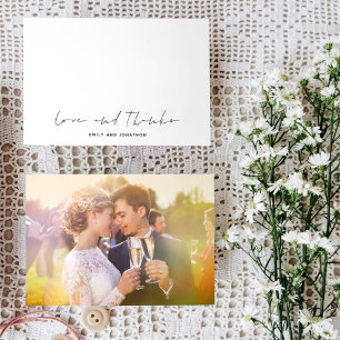 Minimalist Script Photo Wedding Love Thanks Card