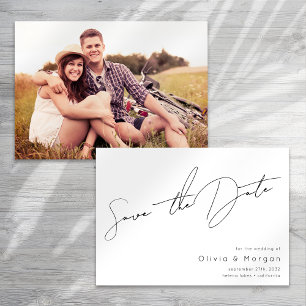 Minimalist Script Photo Wedding Save The Date