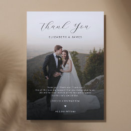 Minimalist Script Photo Wedding Thank You Card