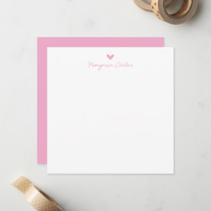 Minimalist Script Pink Heart Personalised Card