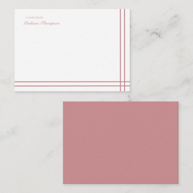Minimalist Script Pink Two Side Double Border Card (Front/Back)
