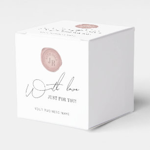 Minimalist Script Pink Wax Stamp Business Monogram Favour Box