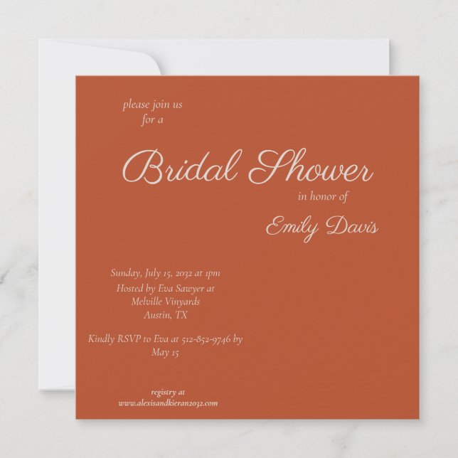 Minimalist Script Pumpkin Spice Bridal Shower  Invitation (Front)