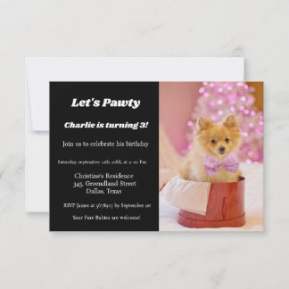Minimalist Script puppies birthday party  Invitation