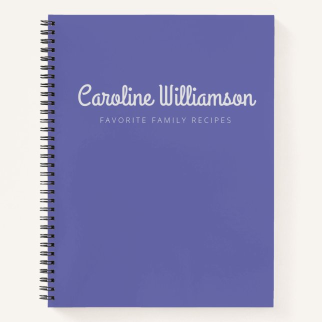 Minimalist Script Purple Personalized Name Recipe  Notebook (Front)