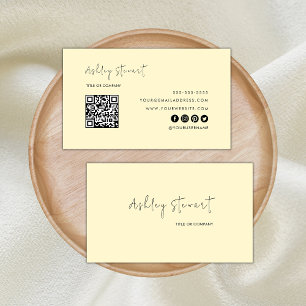 Minimalist Script Qr Code Professional Groovy Business Card